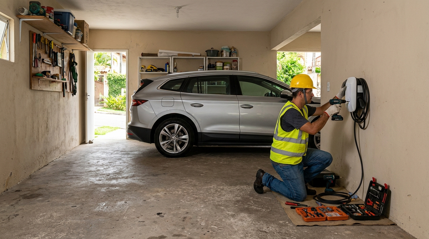 Instalacao de carregador de carro eletrico residencial em São Bernardo do Campo‑SP