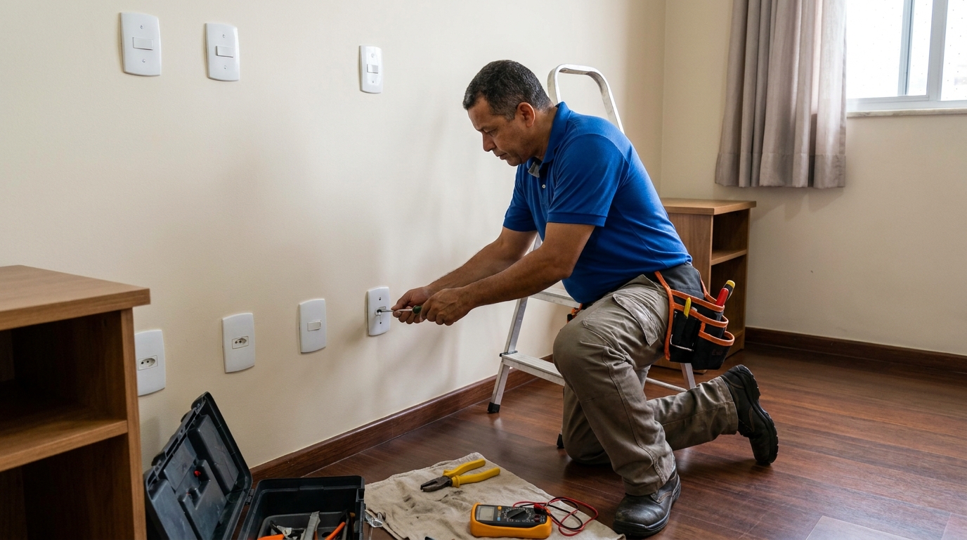Instalacao de tomada e interruptor residencial em São Bernardo do Campo‑SP