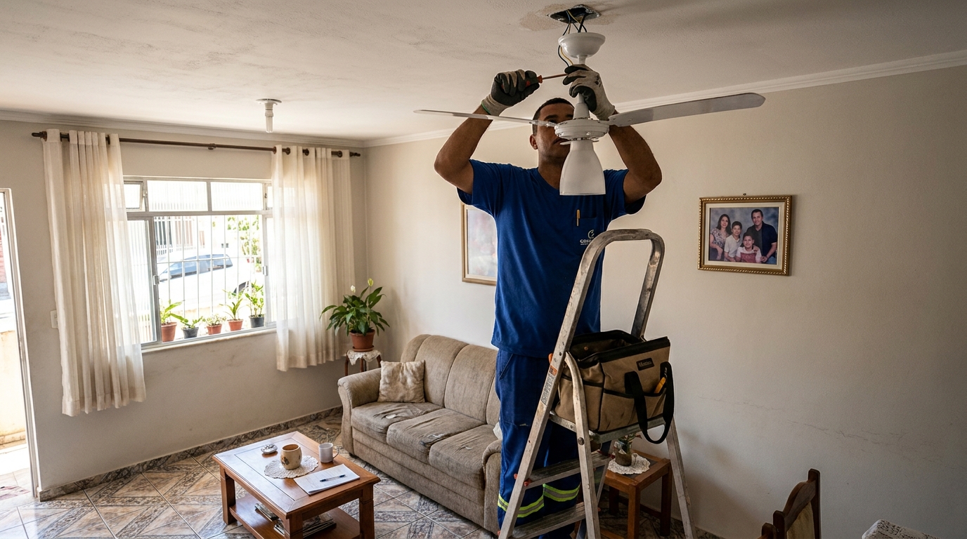 Instalacao de ventilador de teto residencial em São Bernardo do Campo‑SP